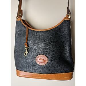 Dooney Bourke vintage Pebble Leather Shoulder Bag Black /Tan